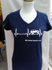 T-shirt V-hals Heart Beat - Navy Blue T-shirt V-hals Heart Beat - Navy Blue